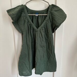Old Navy green peasant top, size Medium